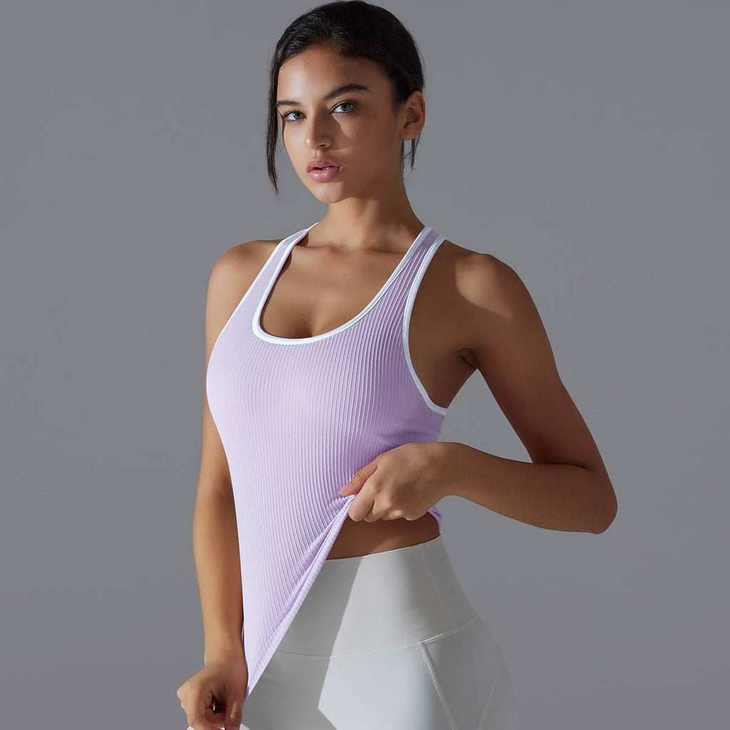 Womens Sports Fitness 90%Nylon 10%Spandex Tank Top Y-6633 print logo 51