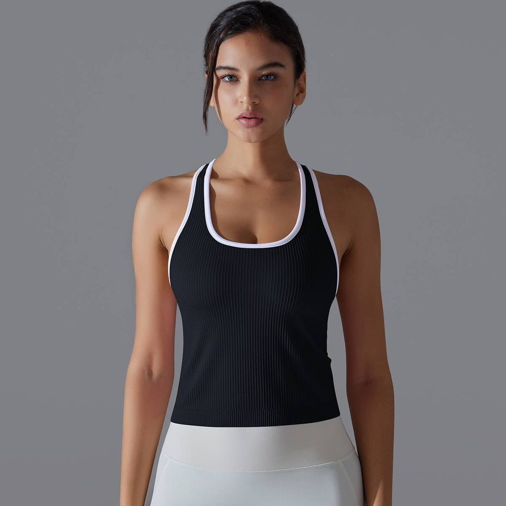 Womens Sports Fitness 90%Nylon 10%Spandex Tank Top Y-6633 print logo 63