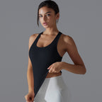 Womens Sports Fitness 90%Nylon 10%Spandex Tank Top Y-6633 print logo 59