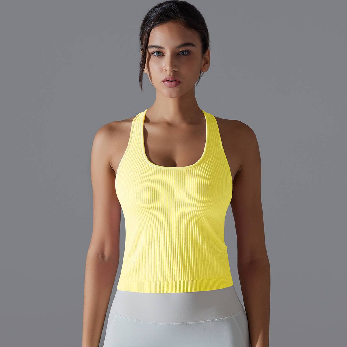 Womens Sports Fitness 90%Nylon 10%Spandex Tank Top Y-6633 print logo 83