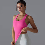 Womens Sports Fitness 90%Nylon 10%Spandex Tank Top Y-6633 print logo 75