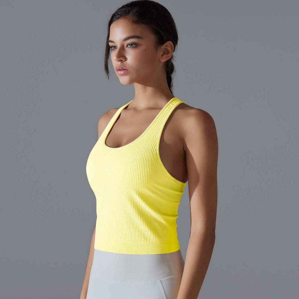 Womens Sports Fitness 90%Nylon 10%Spandex Tank Top Y-6633 print logo 84