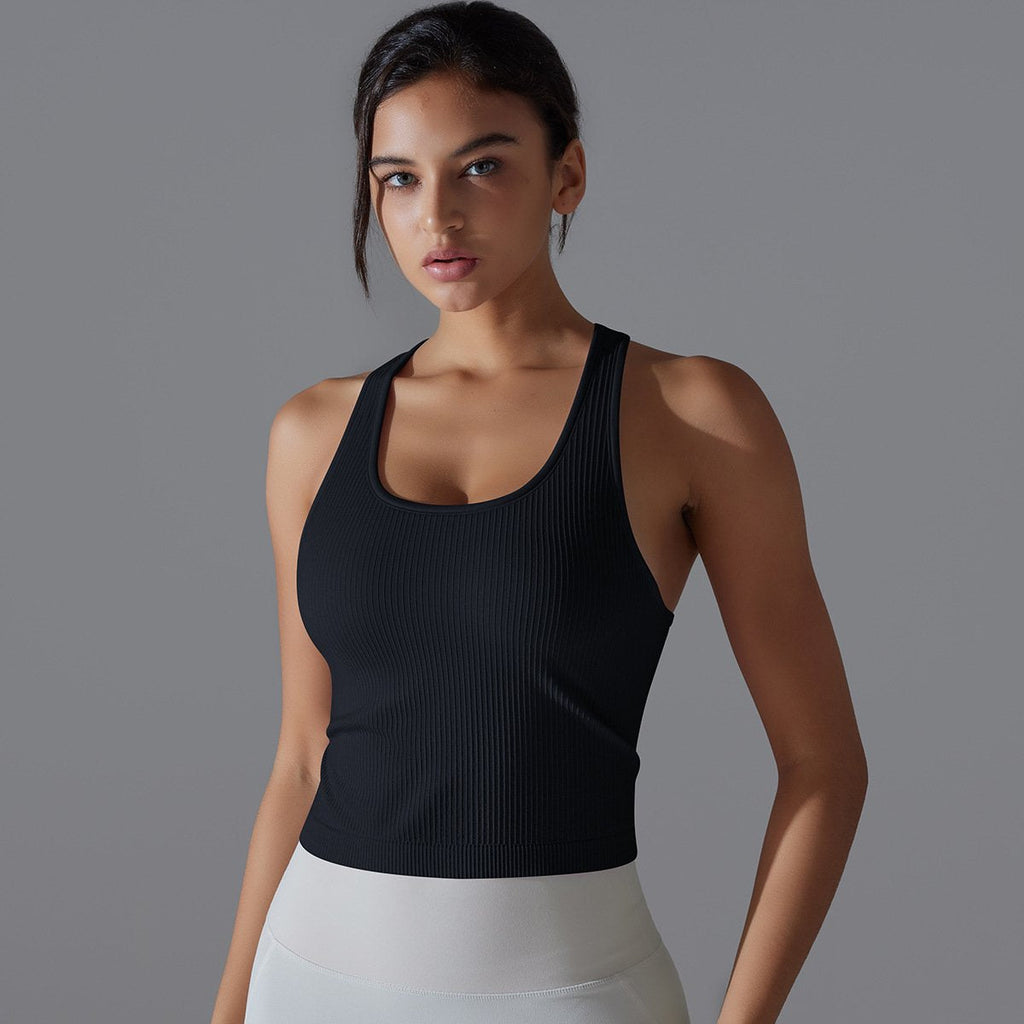 Womens Sports Fitness 90%Nylon 10%Spandex Tank Top Y-6633 print logo 60