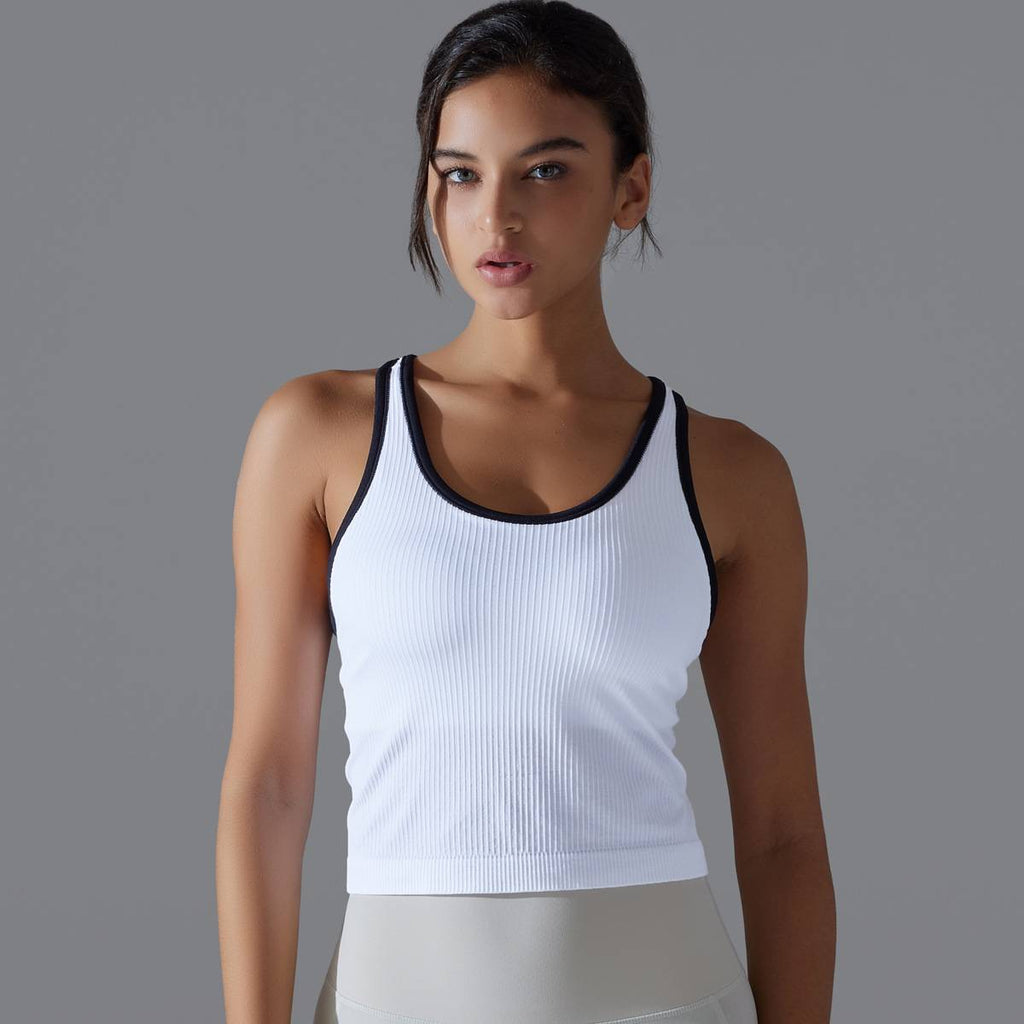 Womens Sports Fitness 90%Nylon 10%Spandex Tank Top Y-6633 print logo 36