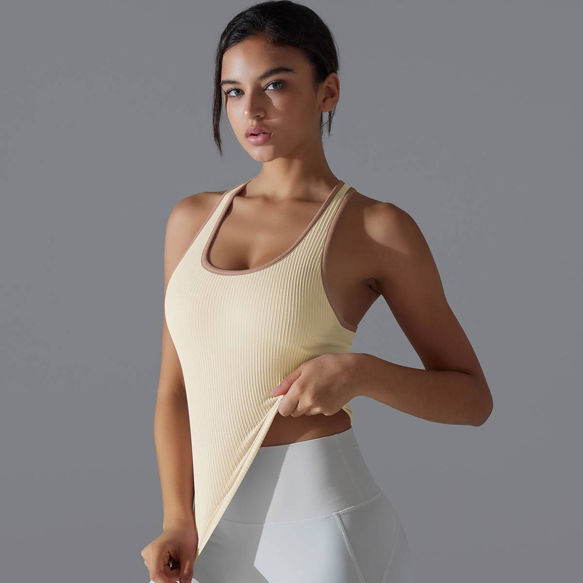Womens Sports Fitness 90%Nylon 10%Spandex Tank Top Y-6633 print logo 44