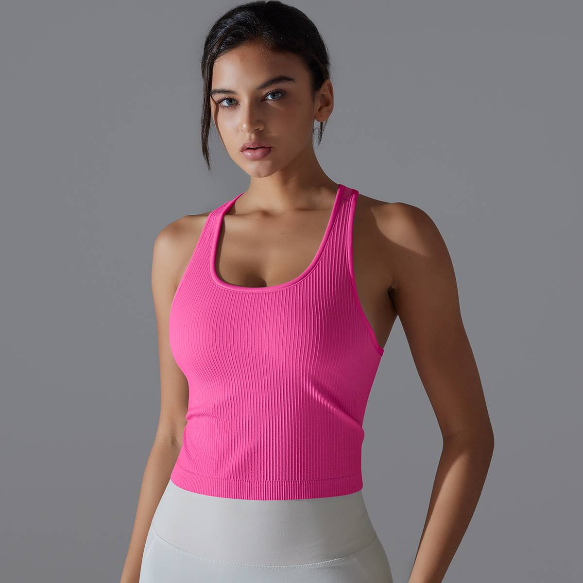 Womens Sports Fitness 90%Nylon 10%Spandex Tank Top Y-6633 print logo 76