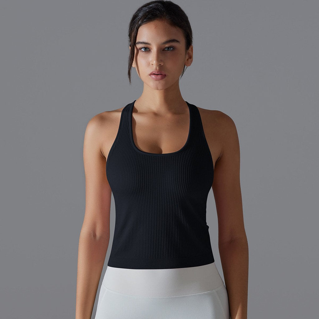Womens Sports Fitness 90%Nylon 10%Spandex Tank Top Y-6633 print logo 56