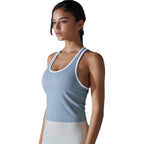 Womens Sports Fitness 90%Nylon 10%Spandex Tank Top Y-6633 print logo 4