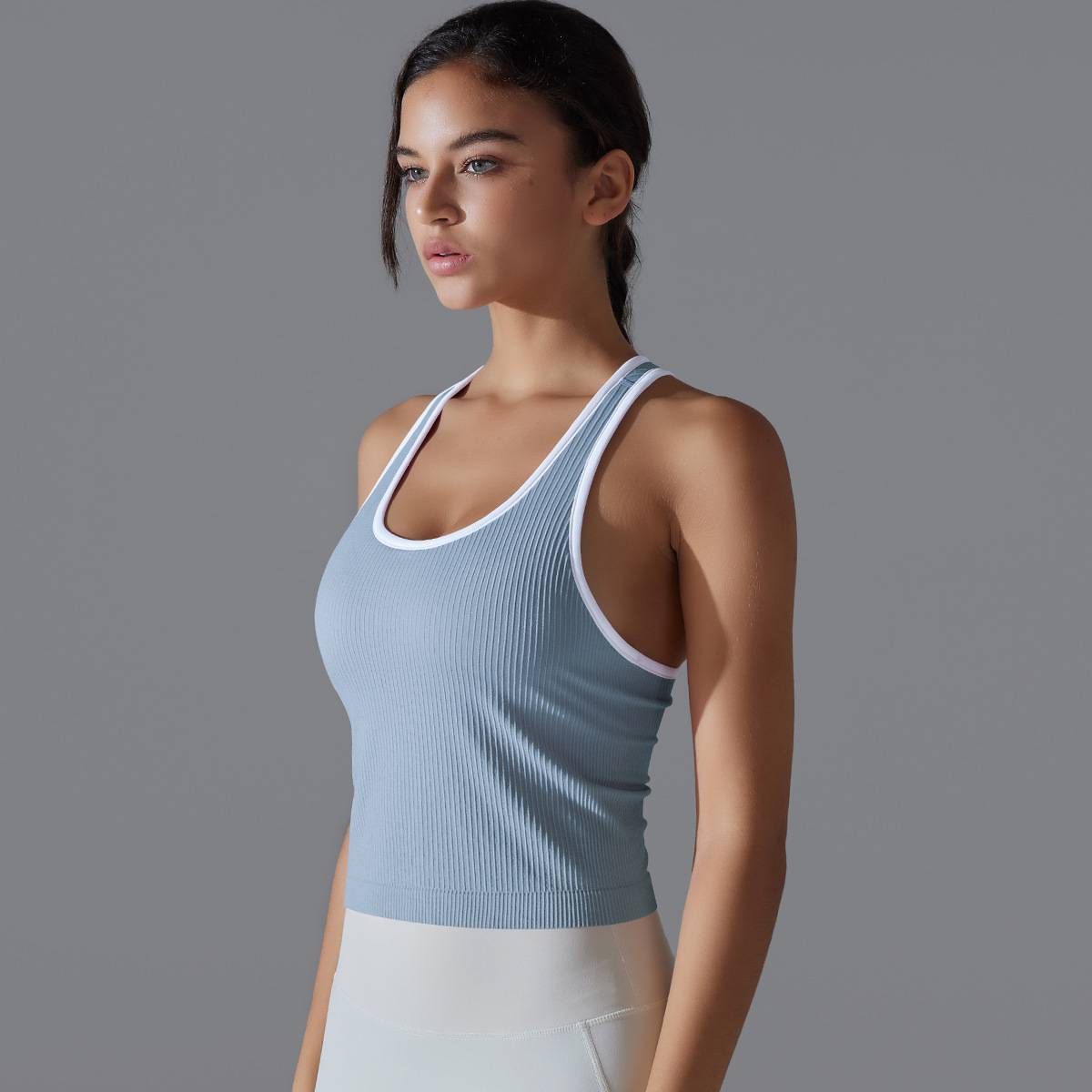 Womens Sports Fitness 90%Nylon 10%Spandex Tank Top Y-6633 print logo 68
