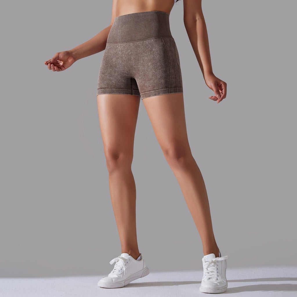 Womens Sports Fitness 90% nylon 10%spandex Seamless Shorts Y-6635 print logo 16