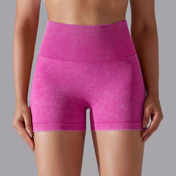 Womens Sports Fitness 90% nylon 10%spandex Seamless Shorts Y-6635 print logo 1