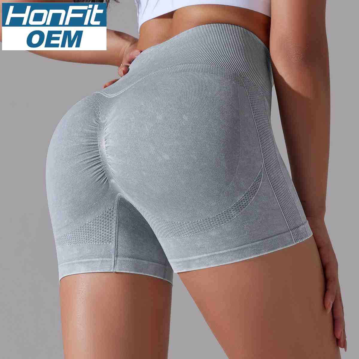 Womens Sports Fitness 90% nylon 10%spandex Seamless Shorts Y-6635 print logo 28