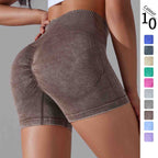 Womens Sports Fitness 90% nylon 10%spandex Seamless Shorts Y-6635 print logo 13