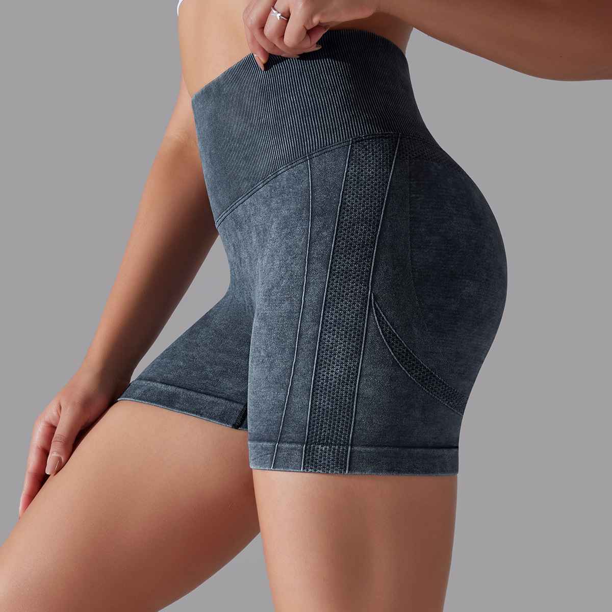 Womens Sports Fitness 90% nylon 10%spandex Seamless Shorts Y-6635 print logo 57