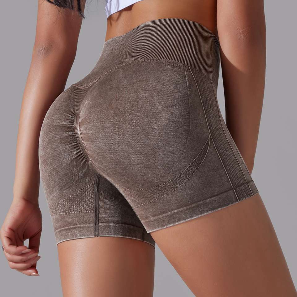Womens Sports Fitness 90% nylon 10%spandex Seamless Shorts Y-6635 print logo 25