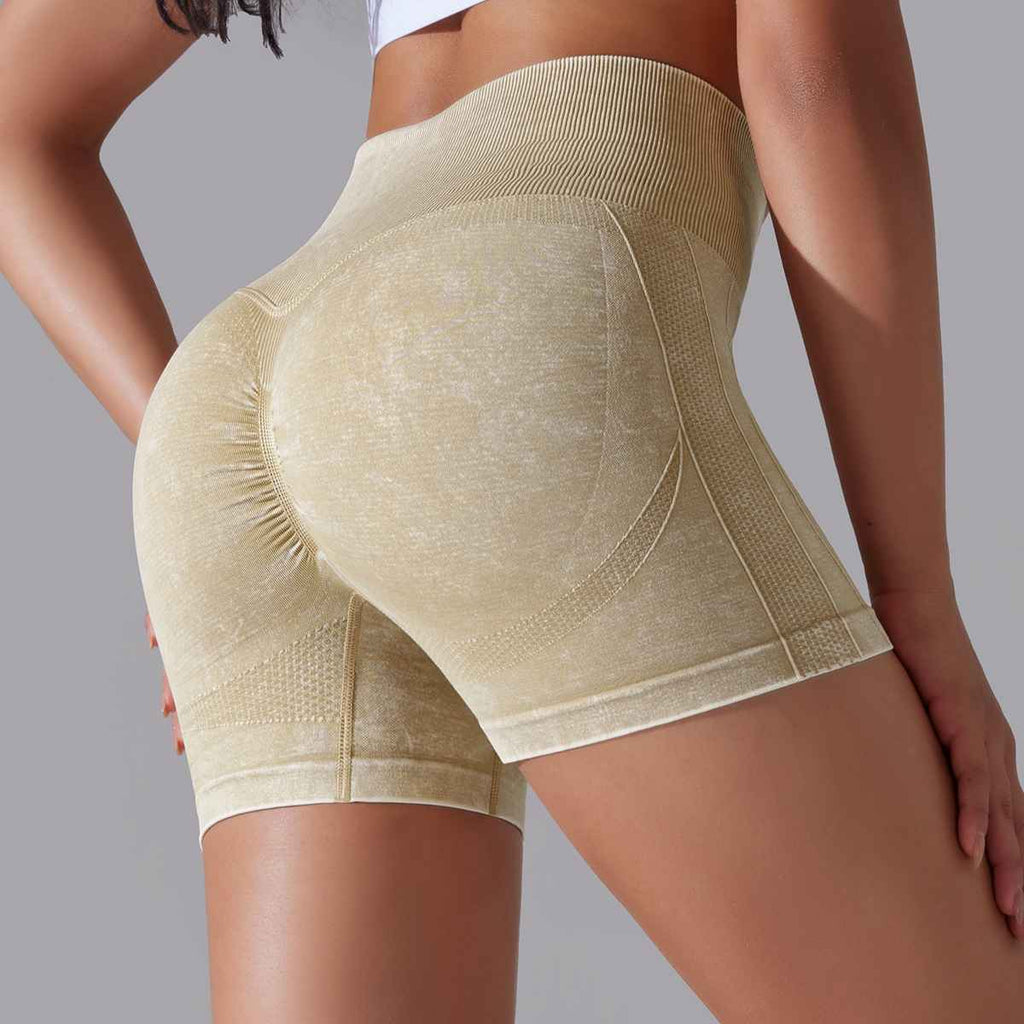 Womens Sports Fitness 90% nylon 10%spandex Seamless Shorts Y-6635 print logo 5