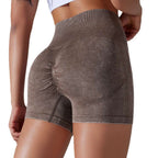 Womens Sports Fitness 90% nylon 10%spandex Seamless Shorts Y-6635 print logo 17