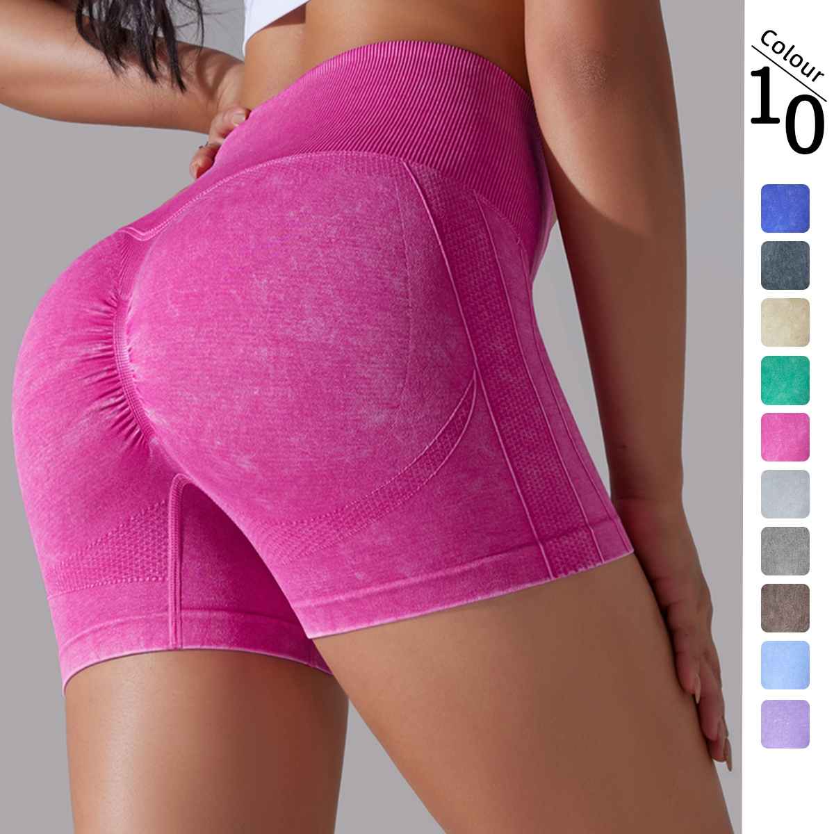 Womens Sports Fitness 90% nylon 10%spandex Seamless Shorts Y-6635 print logo 29