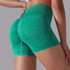 Womens Sports Fitness 90% nylon 10%spandex Seamless Shorts Y-6635 print logo 6