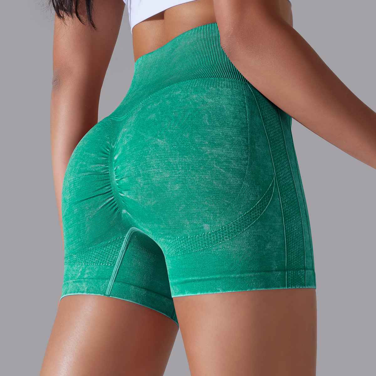 Womens Sports Fitness 90% nylon 10%spandex Seamless Shorts Y-6635 print logo 86
