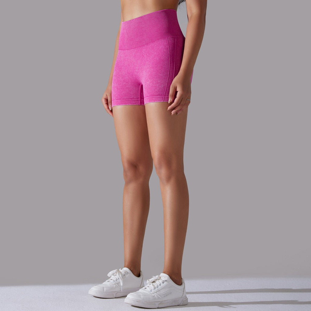 Womens Sports Fitness 90% nylon 10%spandex Seamless Shorts Y-6635 print logo 90