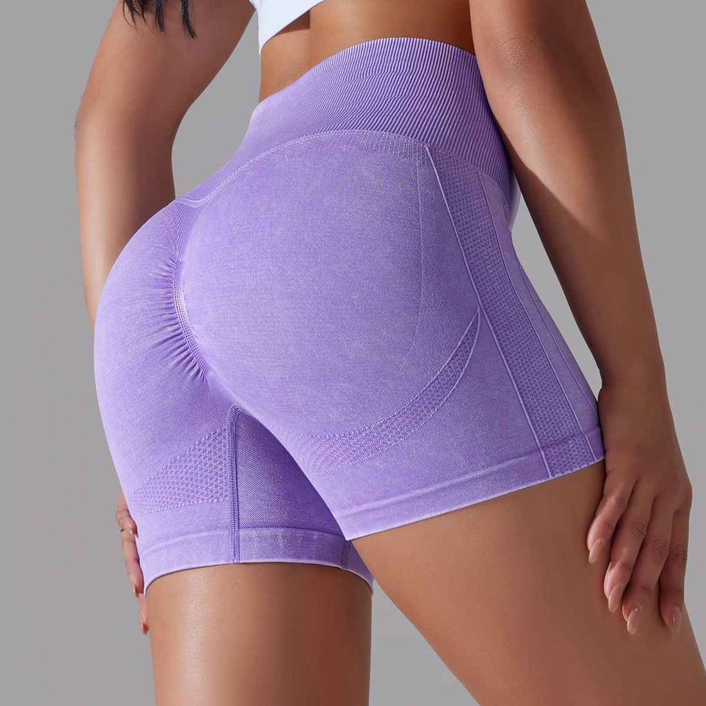 Womens Sports Fitness 90% nylon 10%spandex Seamless Shorts Y-6635 print logo 27