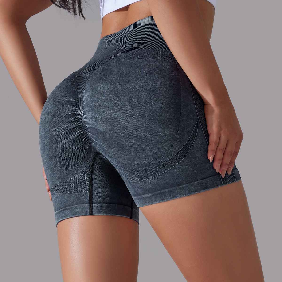 Womens Sports Fitness 90% nylon 10%spandex Seamless Shorts Y-6635 print logo 19