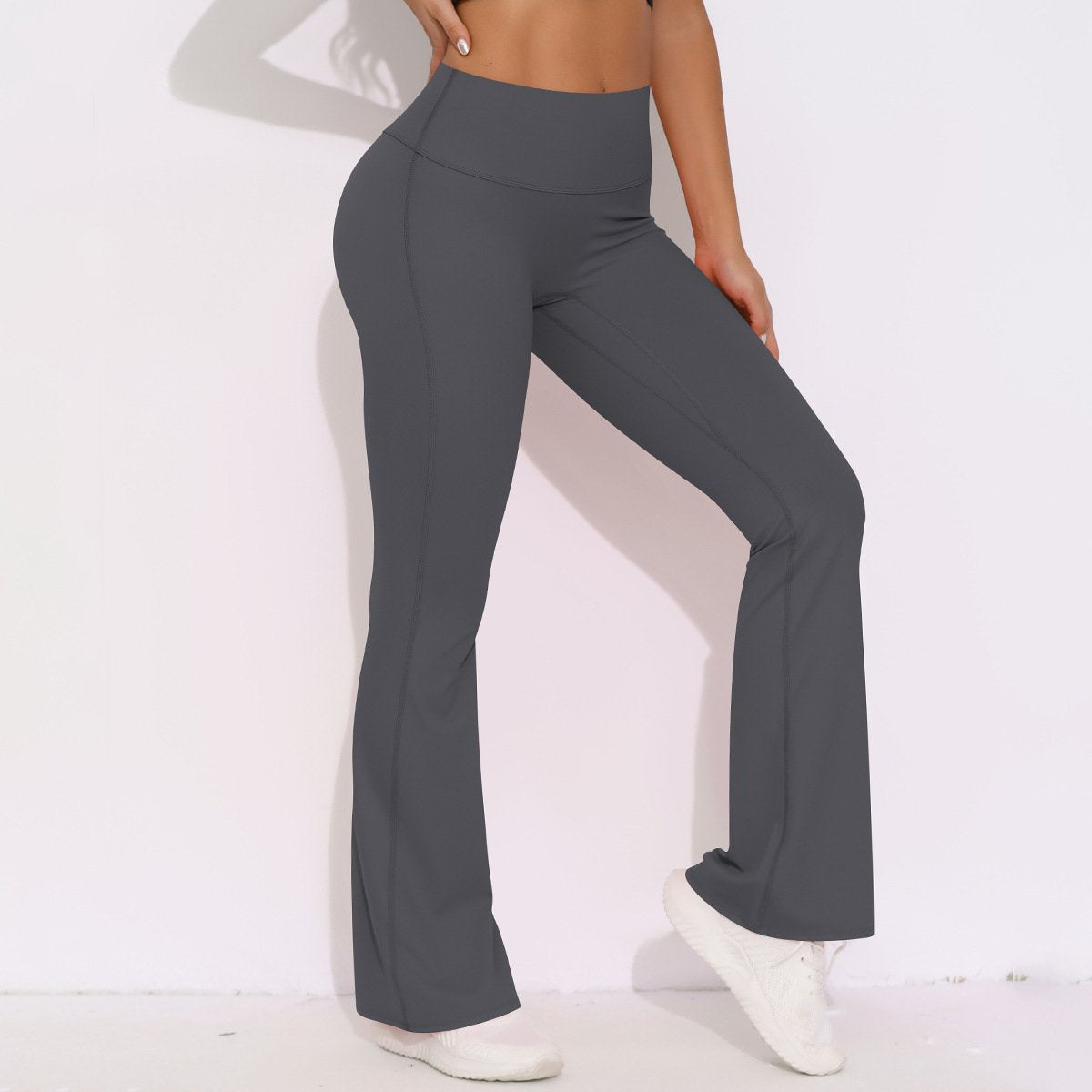 Womens Activewear Yoga 75%nylon 25%spandex Flared Leggings Y-6650 print logo 72