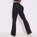 Womens Activewear Yoga 75%nylon 25%spandex Flared Leggings Y-6650 print logo 8