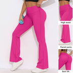 Womens Activewear Yoga 75%nylon 25%spandex Flared Leggings Y-6650 print logo 16