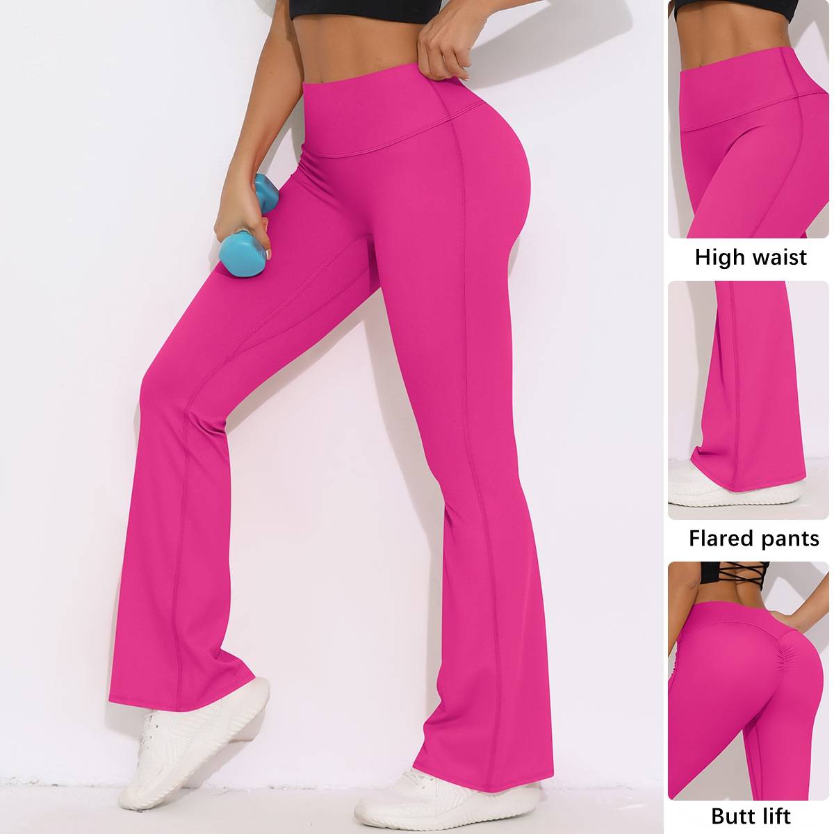 Womens Activewear Yoga 75%nylon 25%spandex Flared Leggings Y-6650 print logo 16