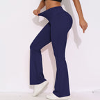 Womens Activewear Yoga 75%nylon 25%spandex Flared Leggings Y-6650 print logo 84