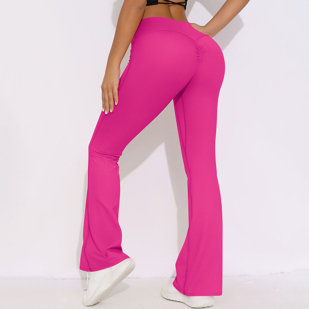Womens Activewear Yoga 75%nylon 25%spandex Flared Leggings Y-6650 print logo 57