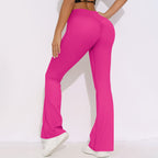 Womens Activewear Yoga 75%nylon 25%spandex Flared Leggings Y-6650 print logo 57