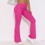 Womens Activewear Yoga 75%nylon 25%spandex Flared Leggings Y-6650 print logo 53