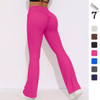 Womens Activewear Yoga 75%nylon 25%spandex Flared Leggings Y-6650 print logo 13