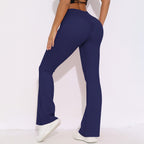 Womens Activewear Yoga 75%nylon 25%spandex Flared Leggings Y-6650 print logo 81