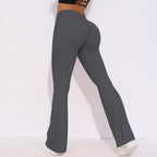Womens Activewear Yoga 75%nylon 25%spandex Flared Leggings Y-6650 print logo 2