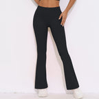 Womens Activewear Yoga 75%nylon 25%spandex Flared Leggings Y-6650 print logo 49