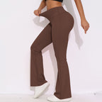 Womens Activewear Yoga 75%nylon 25%spandex Flared Leggings Y-6650 print logo 38