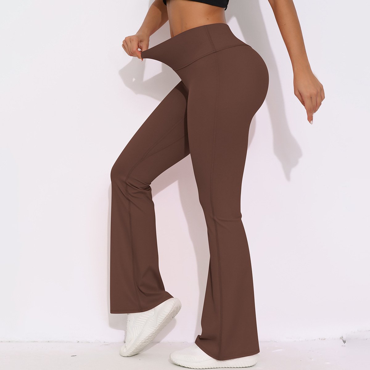 Womens Activewear Yoga 75%nylon 25%spandex Flared Leggings Y-6650 print logo 38