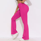 Womens Activewear Yoga 75%nylon 25%spandex Flared Leggings Y-6650 print logo 59