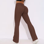 Womens Activewear Yoga 75%nylon 25%spandex Flared Leggings Y-6650 print logo 7