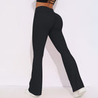 Womens Activewear Yoga 75%nylon 25%spandex Flared Leggings Y-6650 print logo 43