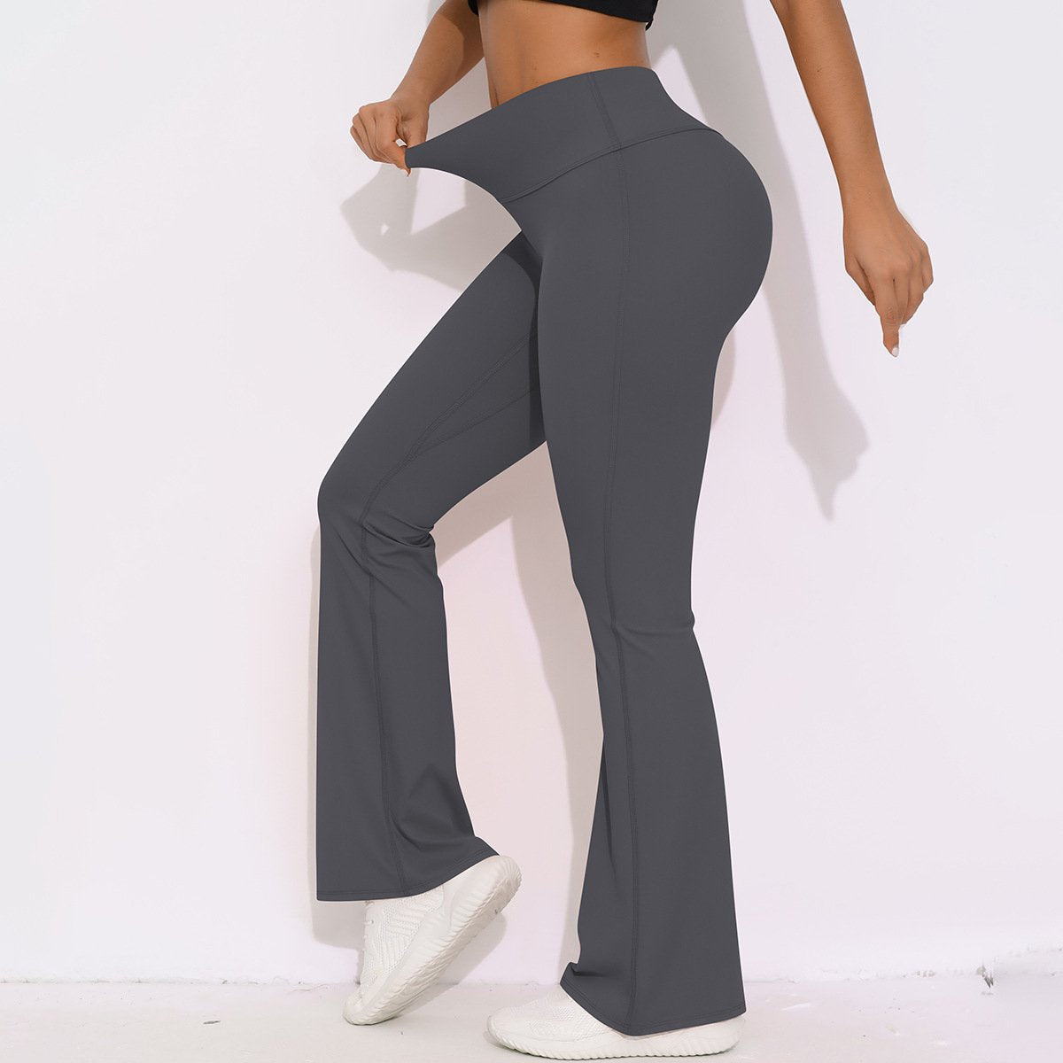Womens Activewear Yoga 75%nylon 25%spandex Flared Leggings Y-6650 print logo 75
