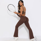 Womens Sportswear Yoga 75%nylon 25%spandex Flared Leggings Y-6651 print logo 33