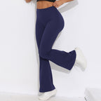 Womens Sportswear Yoga 75%nylon 25%spandex Flared Leggings Y-6651 print logo 93