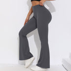 Womens Sportswear Yoga 75%nylon 25%spandex Flared Leggings Y-6651 print logo 73