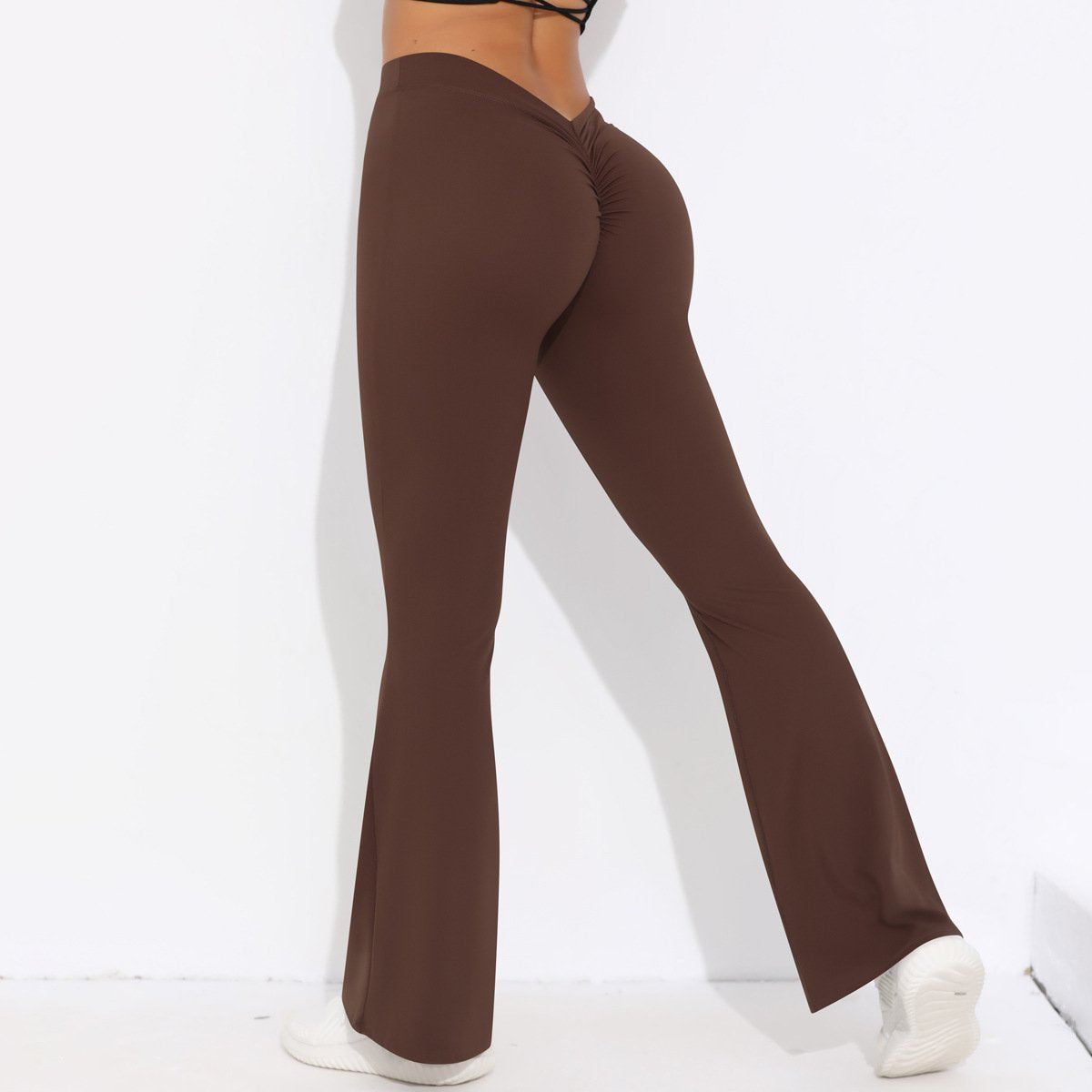Womens Sportswear Yoga 75%nylon 25%spandex Flared Leggings Y-6651 print logo 2