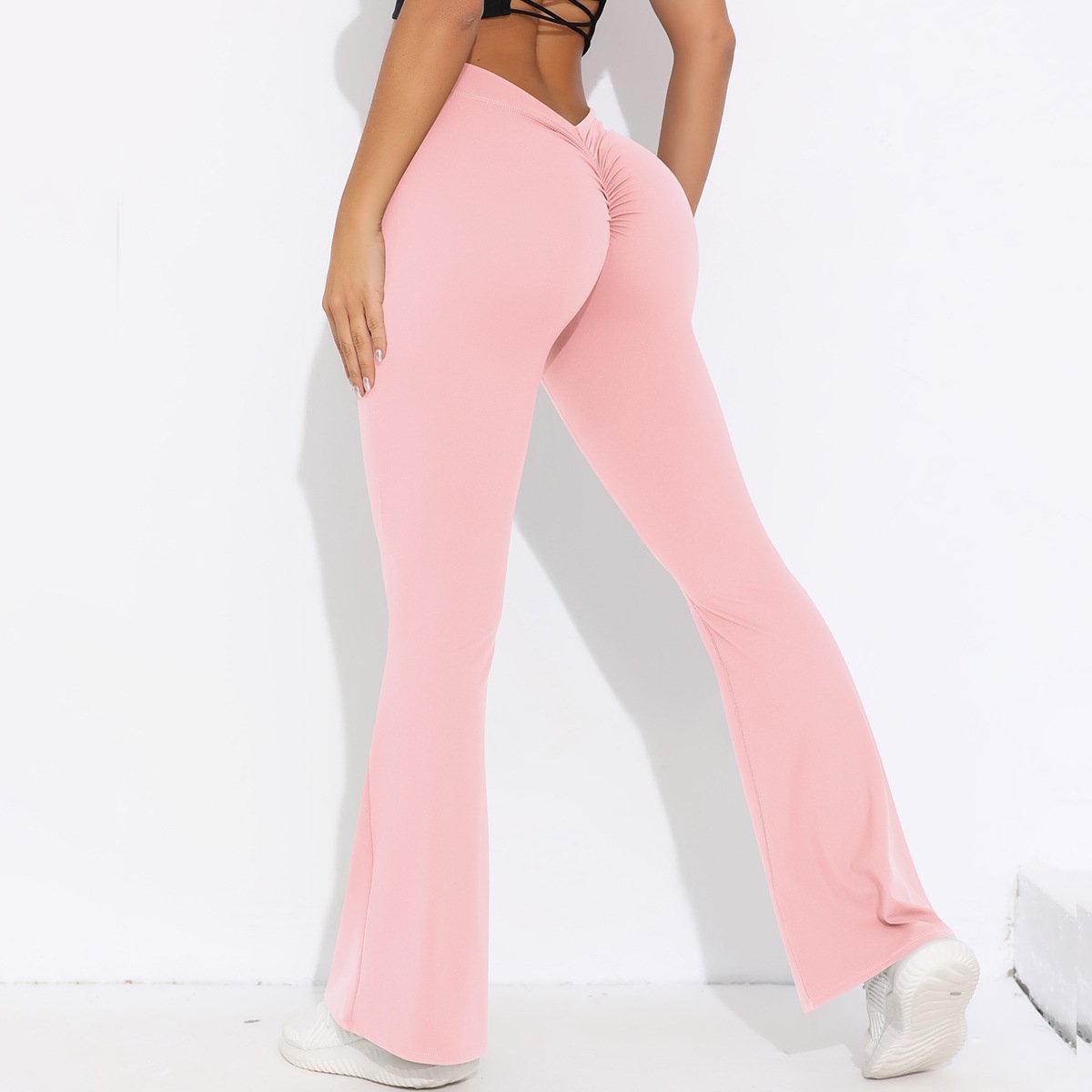 Womens Sportswear Yoga 75%nylon 25%spandex Flared Leggings Y-6651 print logo 54